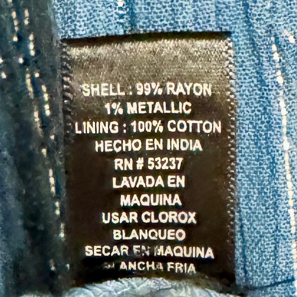 Mlle Gabrielle Blue Maxi Dress with Metallic Accents and Lace Inset, Size 2X - Picture 8 of 9